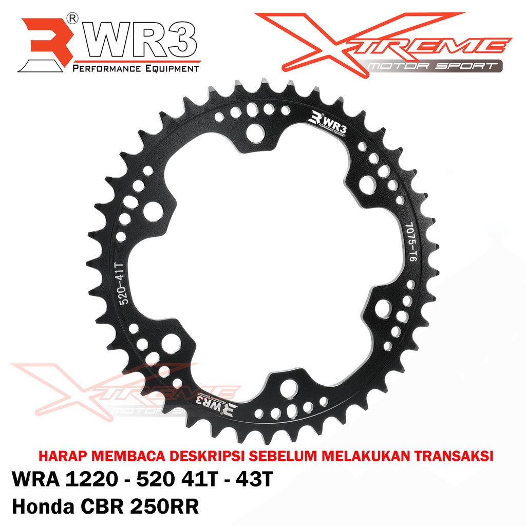 Gear Belakang WR3 WRA 1220 - 520 Uk. 41T-43T CBR 250 RR 250RR