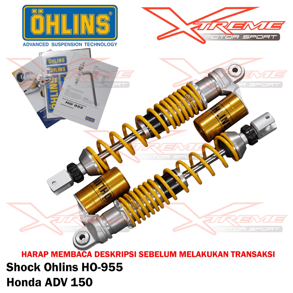 Shock Breaker Ohlins Belakang Original HO 955 ADV 150 / HO 018 Forza 250 / HO 810 PCX 150 Lokal / PCX 160 / YA 020 New Nmax 155 / Turbo / YA 776 Nmax 155 Old Garansi Resmi 3thn