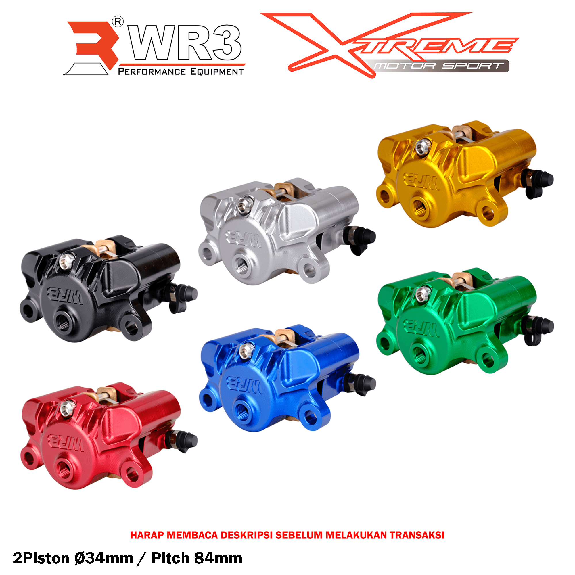 Kaliper Depan / Belakang WR3 2 / 4 Piston 1 Pin 2P1P / 4P1P Axial Universal Original