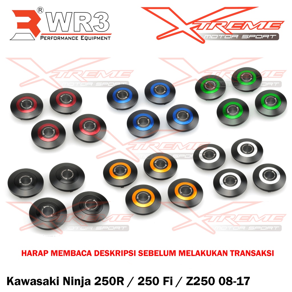 Cover Tutup Rangka Frame Plug WR3 ZX25R / Ninja 250R / 250 FI OLD / NEW 18 Up / KLE 500 / Z250 / Ninja 150RR / ZX6R / ZX636