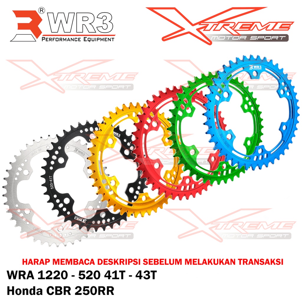 Gear Belakang WR3 WRA 1220 - 520 Uk. 41T-43T CBR 250 RR 250RR