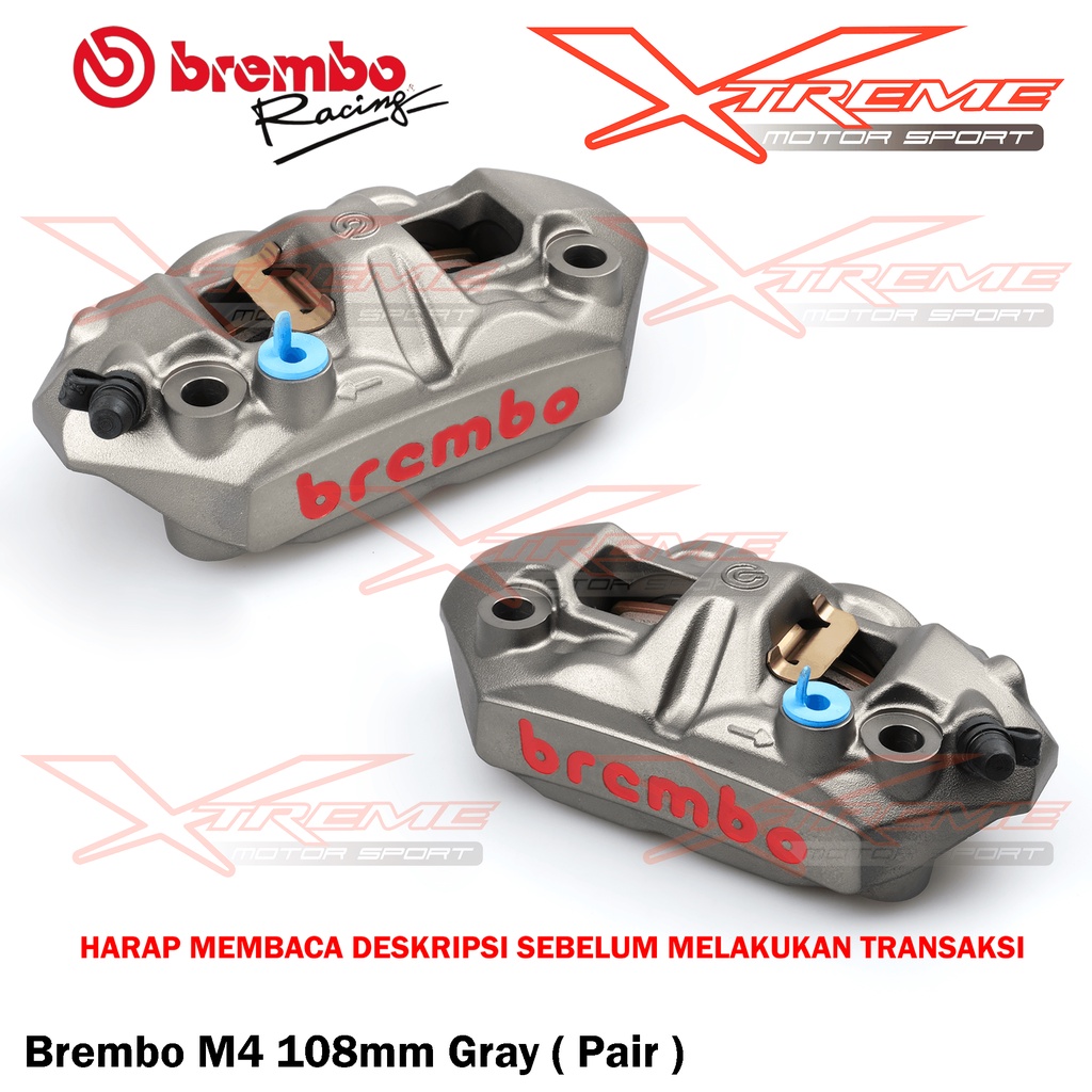 Kaliper Brembo Radial Monoblock M4 108 / 100 MM Gray / Black Set Sepasang DuaL Brembo Original Italy