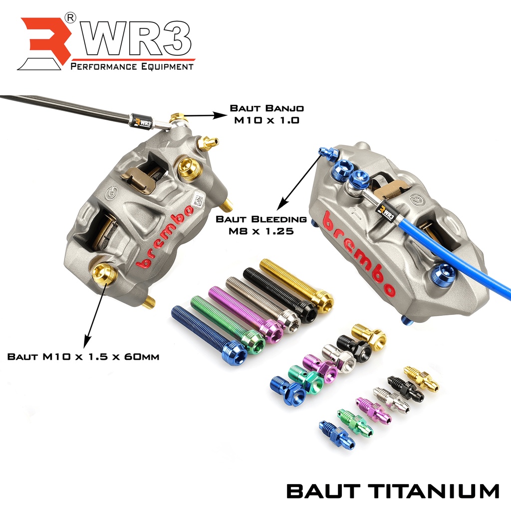 Baut Single Drat Halus / Drat Kasar / Baut Bleeding WR3 Bahan Pure Titanium
