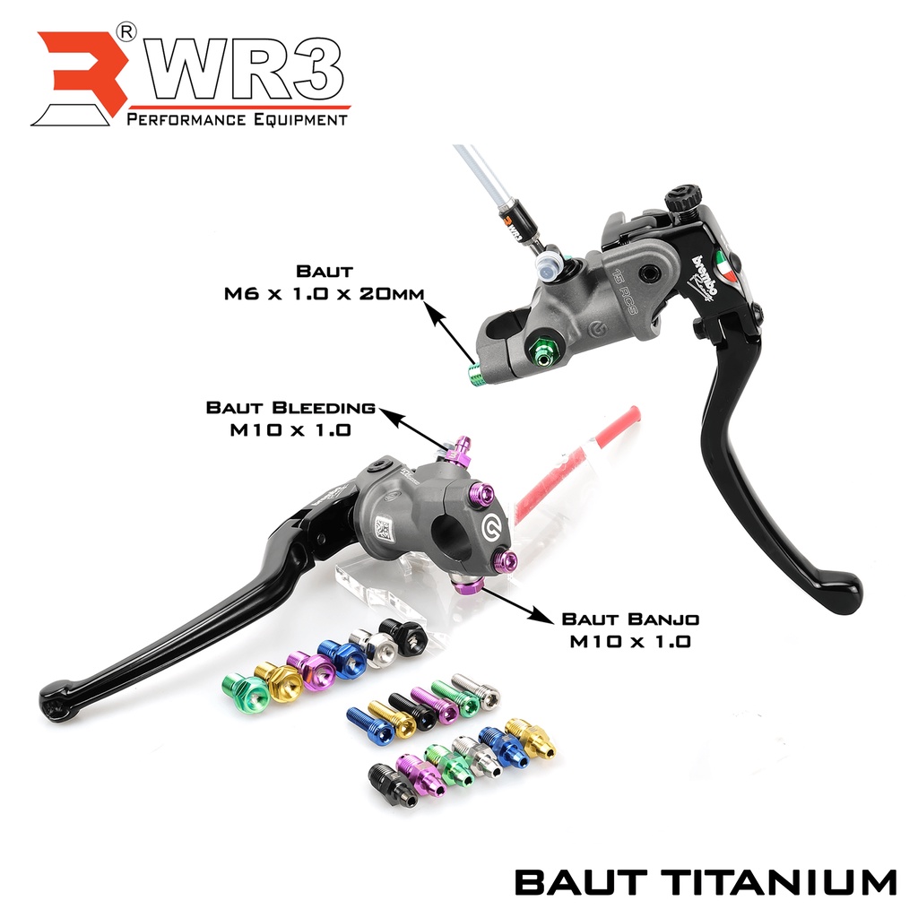 Baut Single Drat Halus / Drat Kasar / Baut Bleeding WR3 Bahan Pure Titanium