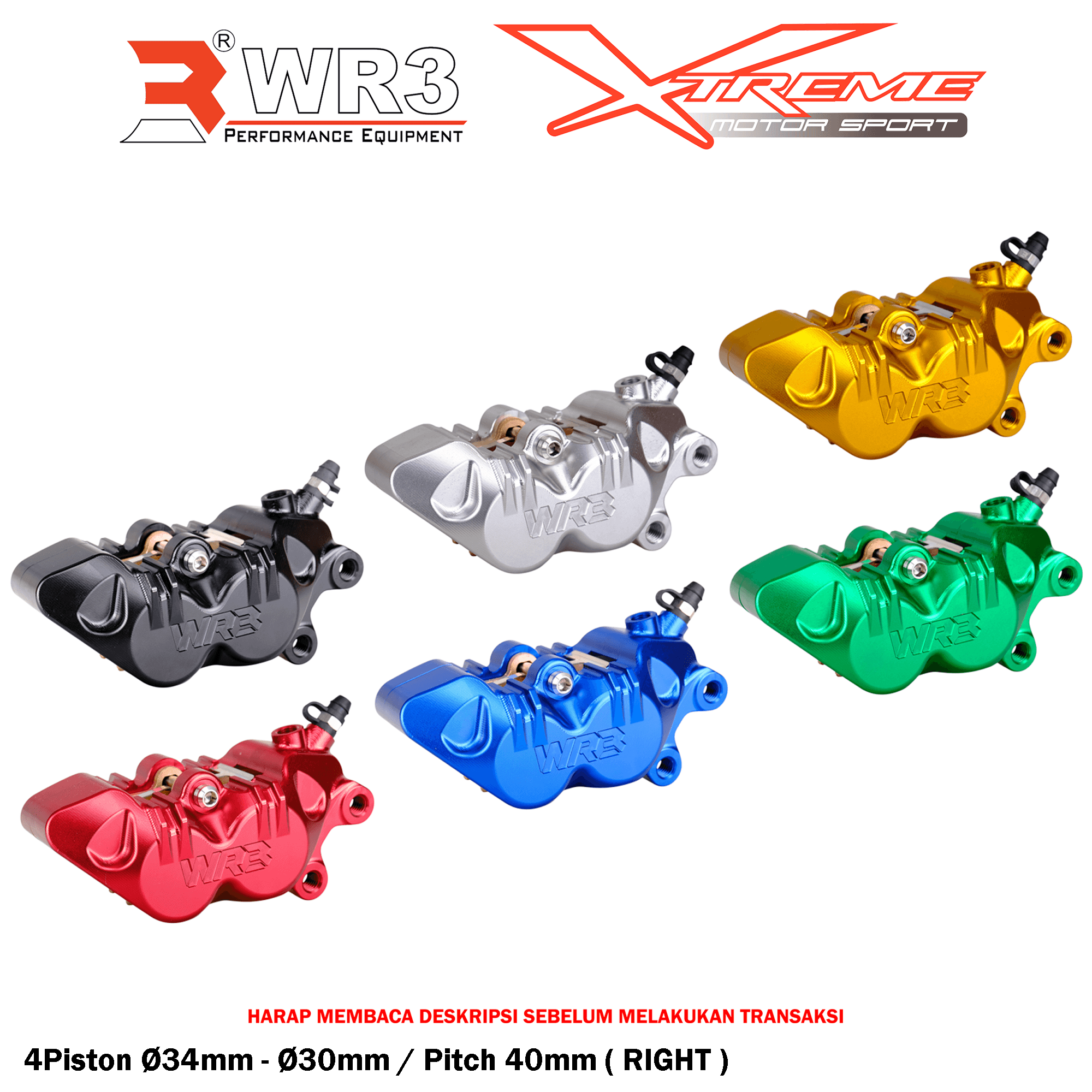 Kaliper Depan / Belakang WR3 2 / 4 Piston 1 Pin 2P1P / 4P1P Axial Universal Original