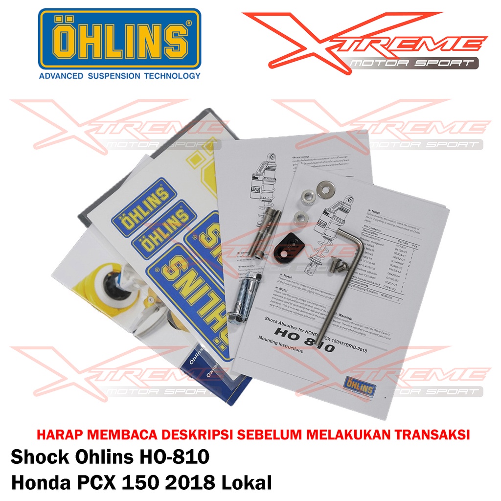 Shock Breaker Ohlins Belakang Original HO 955 ADV 150 / HO 018 Forza 250 / HO 810 PCX 150 Lokal / PCX 160 / YA 020 New Nmax 155 / Turbo / YA 776 Nmax 155 Old Garansi Resmi 3thn