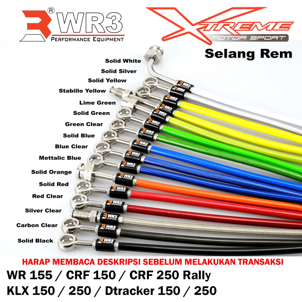Selang Rem WR3 Yamaha WR 155 HO CRF 150 250 Rally KLX Dtracker 150 250