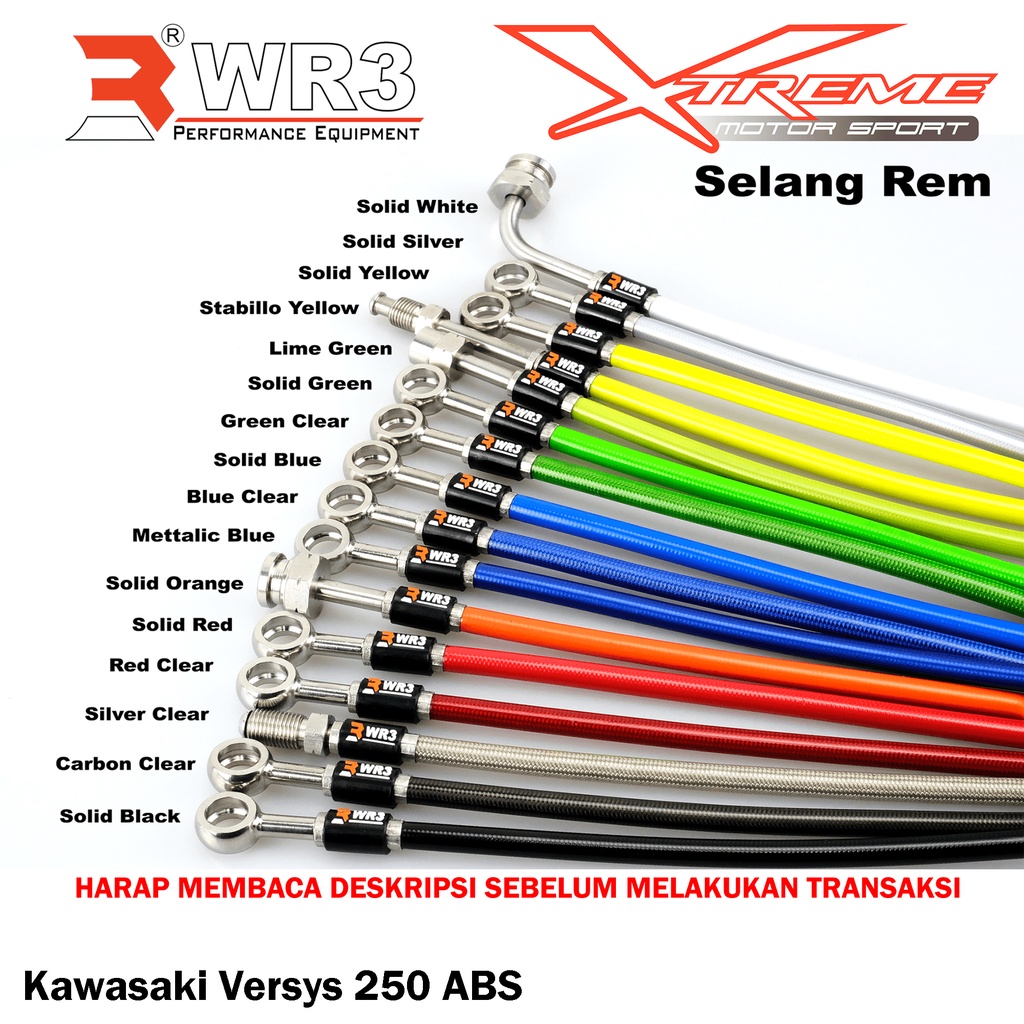 Selang Rem WR3 Depan Belakang Kawasaki Versys 250 / Vulcan 650 / Vstrom 250 SX / KLE 500 ABS