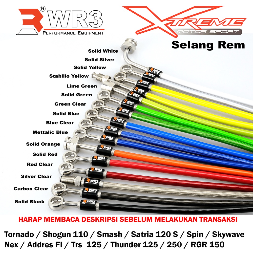 Selang Rem WR3 Suzuki RGR 150 Skywave Satria 120 S Shogun 110 Thunder