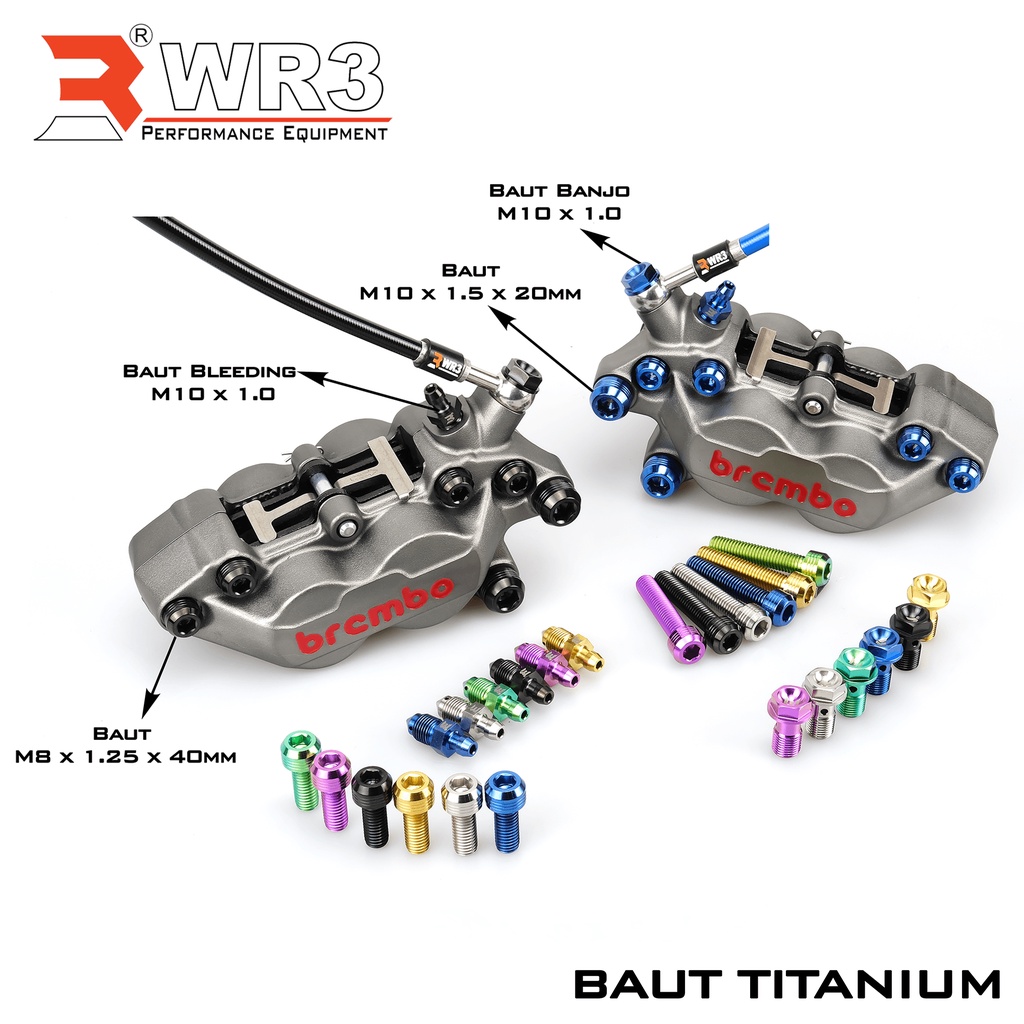 Baut Single Drat Halus / Drat Kasar / Baut Bleeding WR3 Bahan Pure Titanium