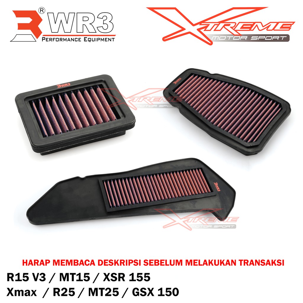 Air Filter Udara Racing WR3 R15 V3 MT15 XSR155 Xmax R25 MT25 / GSX 150