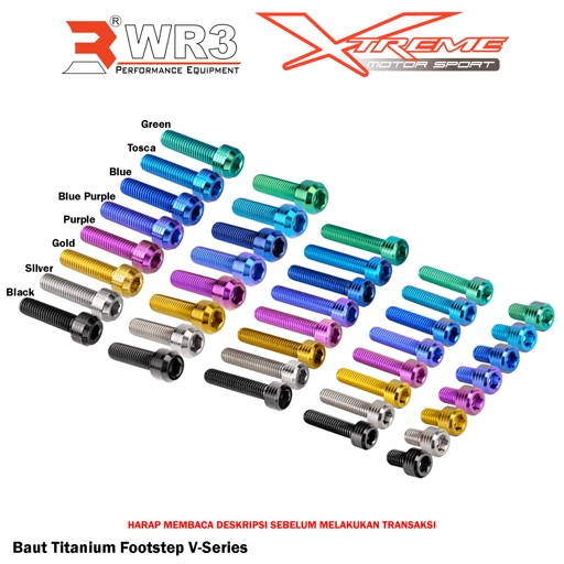 Paketan Baut Titanium WR3 Footstep V Series WR3 Depan ZX25R / CBR 250RR / Ninja 150RR / R15 V3 / Ninja 250 FI