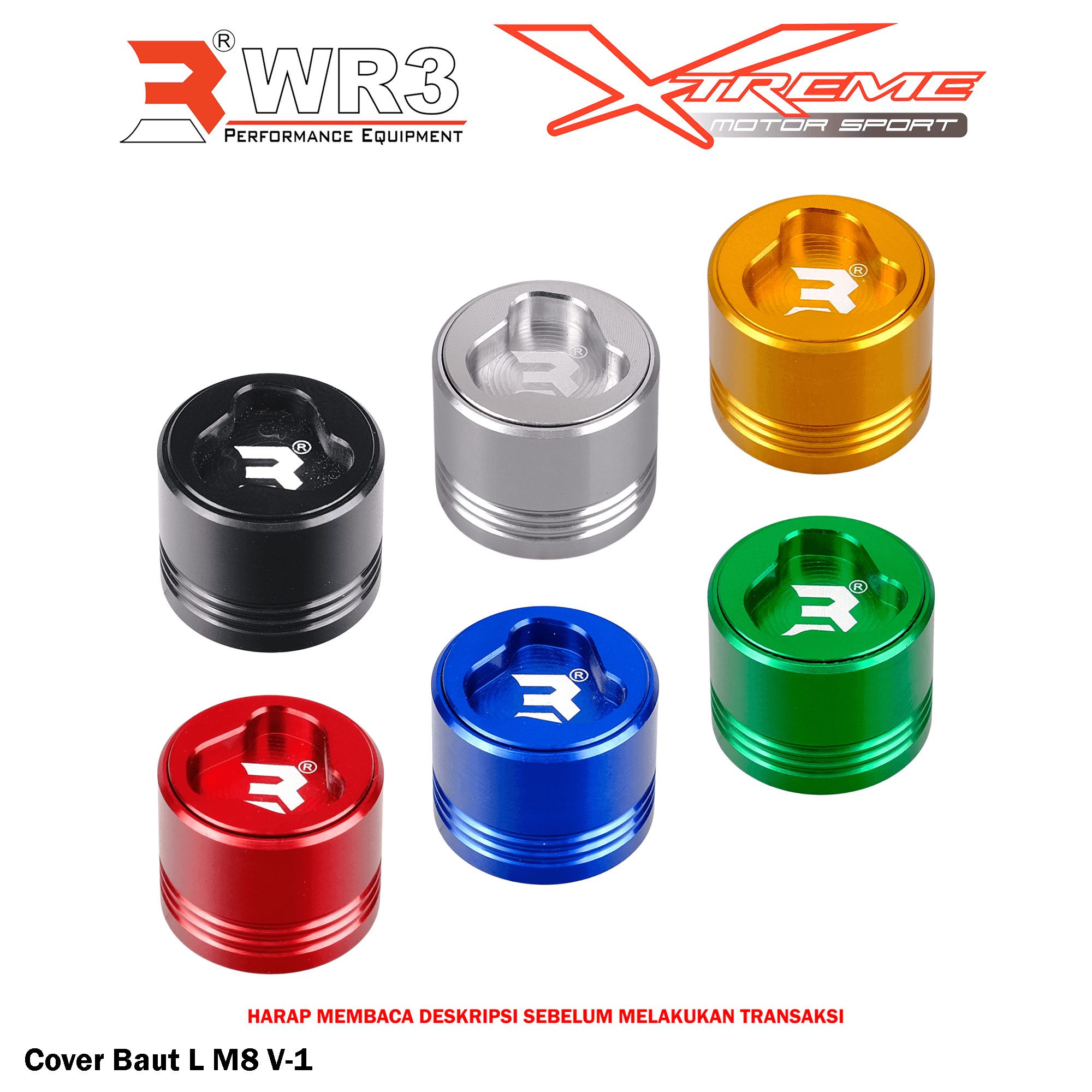Tutup Cover Kepala Baut WR3 Untuk Baut Kaliper Radial Uk. Baut L M10 Aluminium
