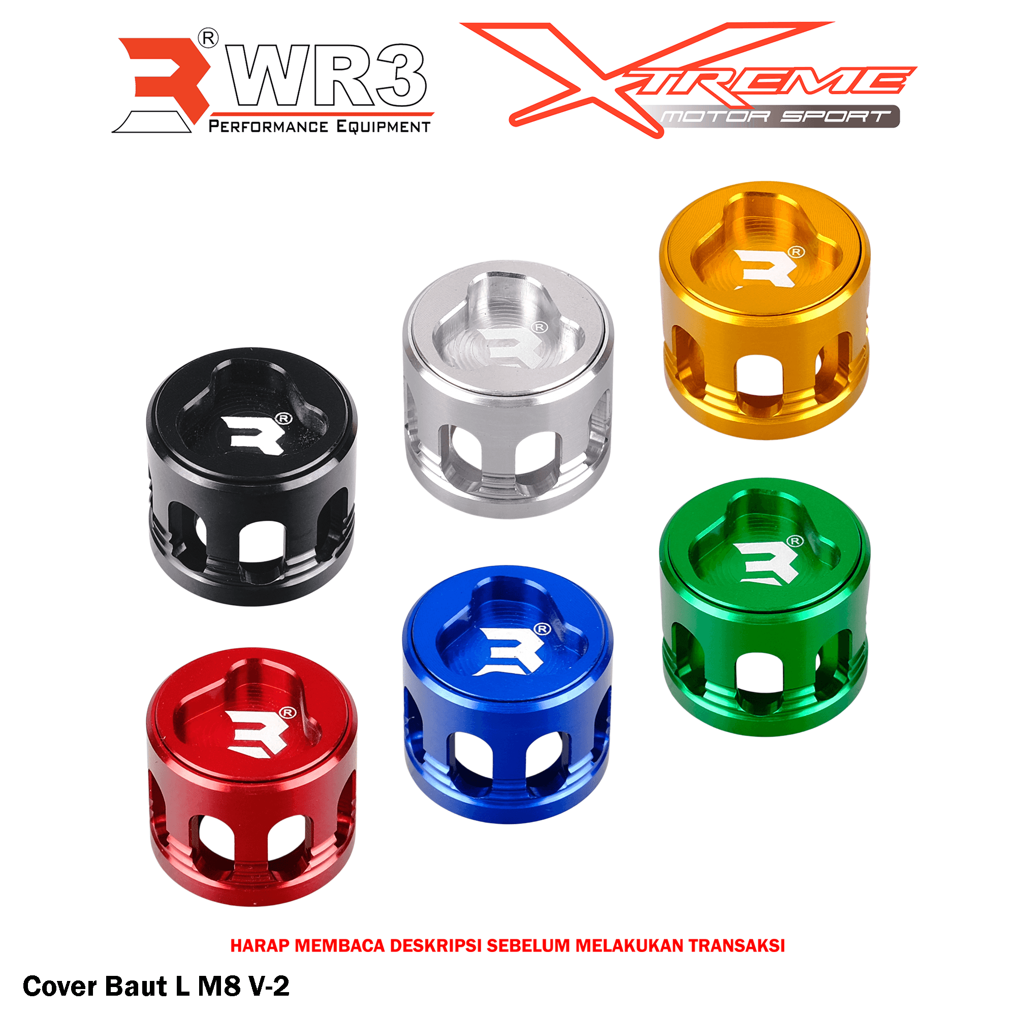 Tutup Cover Kepala Baut WR3 Untuk Baut Kaliper Radial Uk. Baut L M10 Aluminium