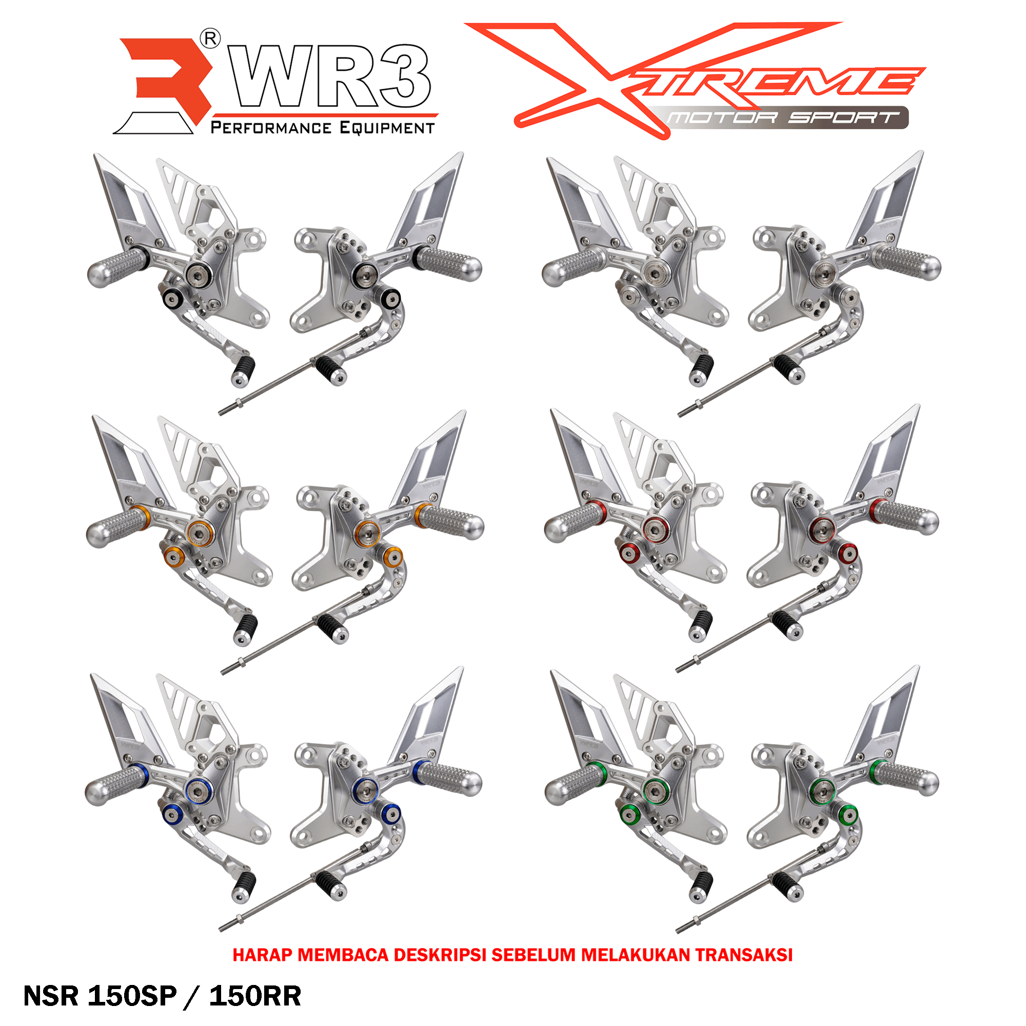 Footstep Rearset Underbone Racing WR3 RS - Series NSR 150SP / NSR 150RR 150 SP RR