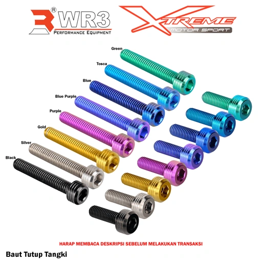 Paketan Baut Titanium WR3 Tutup Tangki Fuel Cap Ninja 150 RR R SS / Ninja 1000