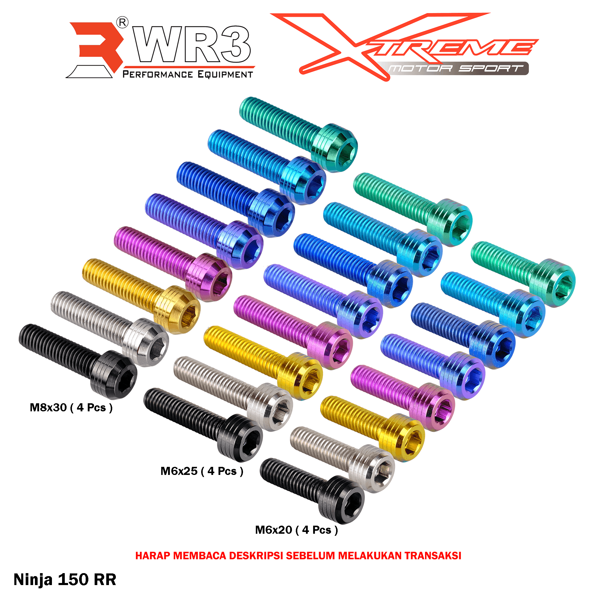 Paketan Baut Titanium WR3 Breket Damper WR3 Ninja 150 RR / 150RR / ZX25R / CBR 250RR