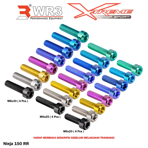Paketan Baut Titanium WR3 Breket Damper WR3 Ninja 150 RR / 150RR / ZX25R / CBR 250RR