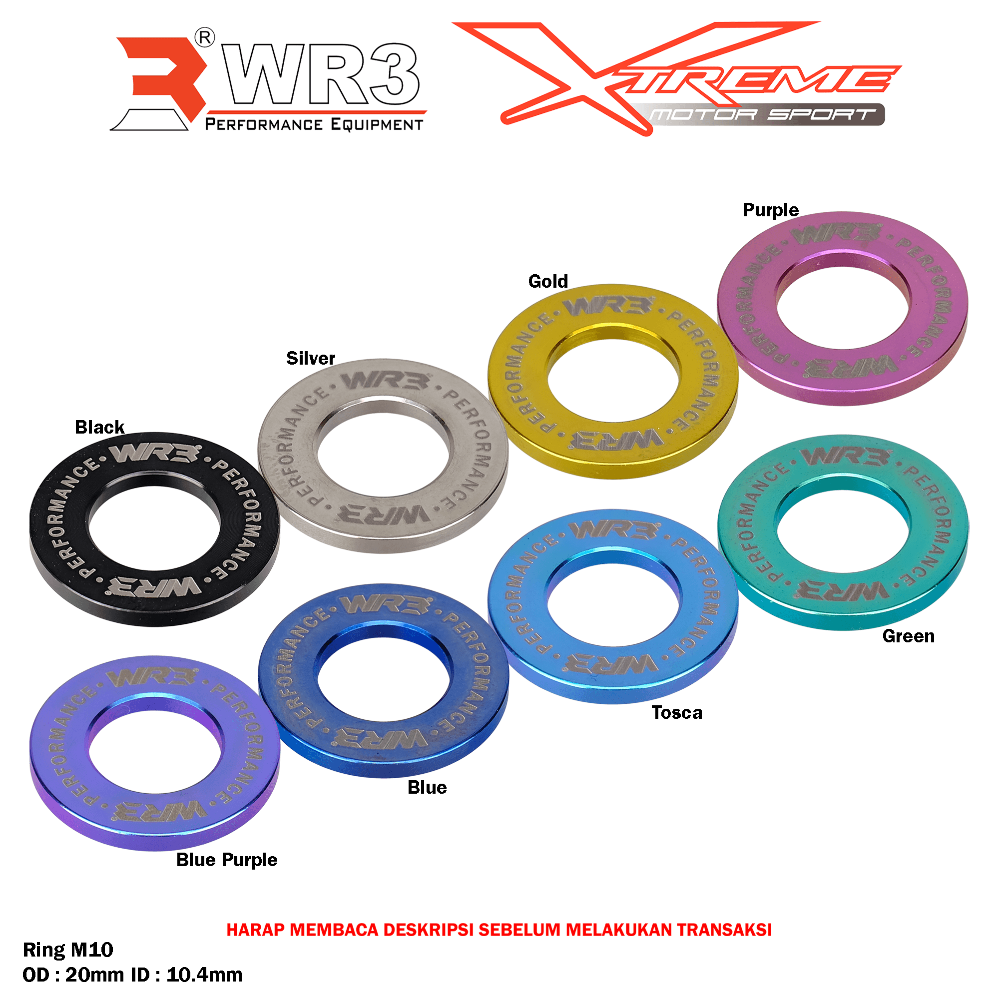 Ring Titanium WR3 M6 OD 11.9mm ID 6.3mm / M8 OD 15.8mm ID 8.4mm / M10 OD 20mm ID 10.4mm