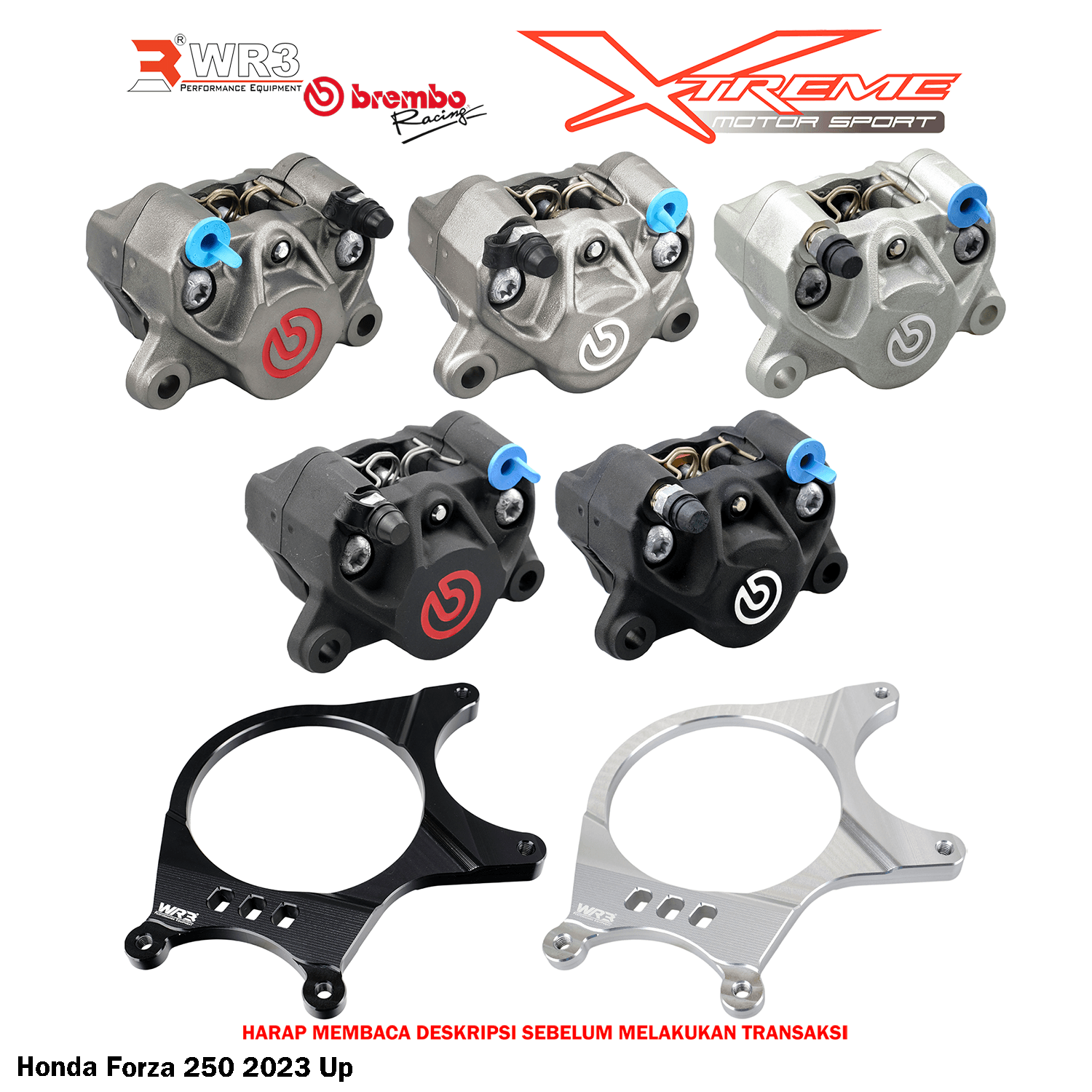 Breket Kaliper WR3 With Br3mbo 2P Untuk Forza / Monkey 125 / KTM Duke / RC 200 / 250 / 390 / Z125 / Vstrom V Strom 250 SX