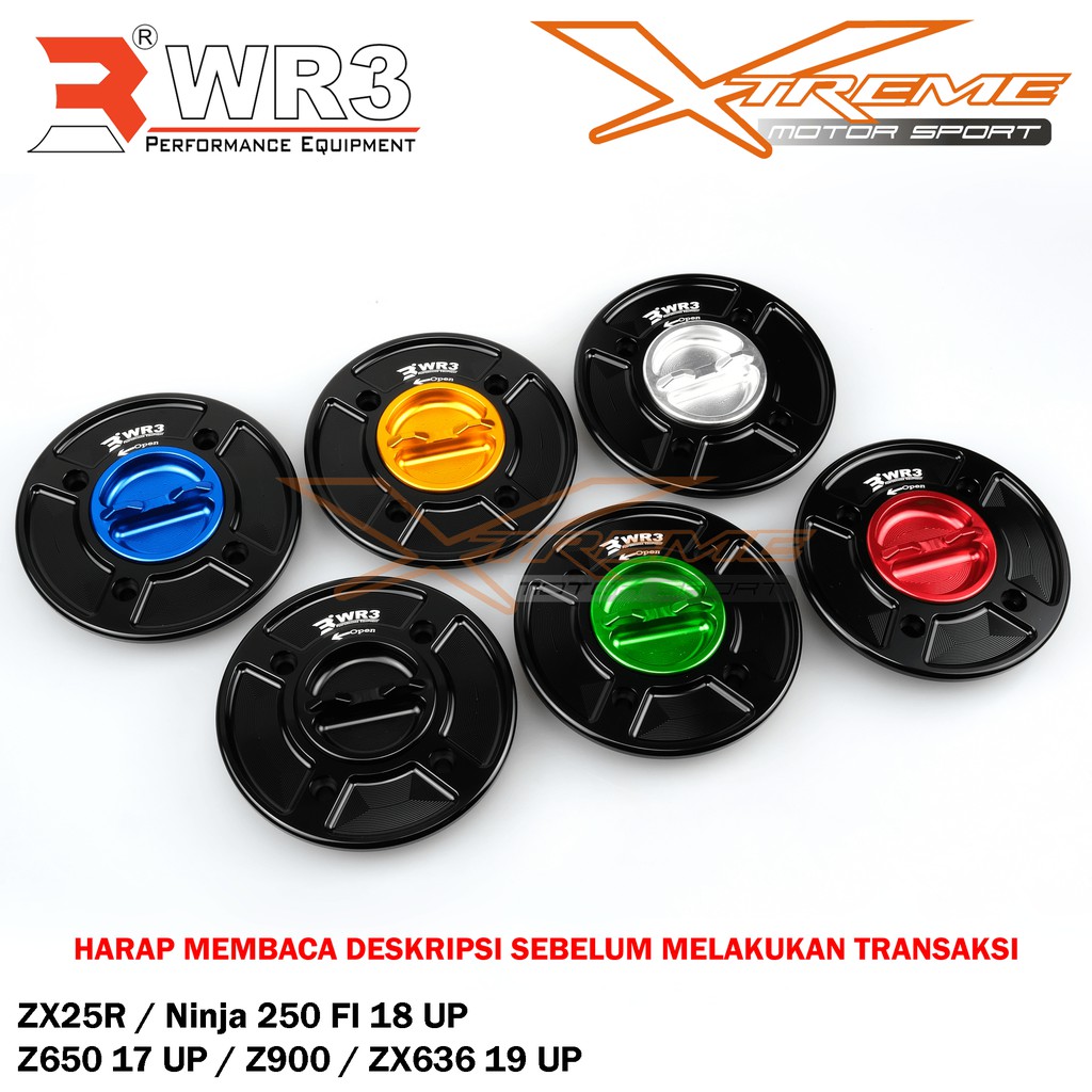 Fuel Cap / Tutup Tangki WR3 Kawasaki ZX25R / Z900 / Z650 17 Up / ZX636 19 Up / Ninja 250 Fi 2018 Up