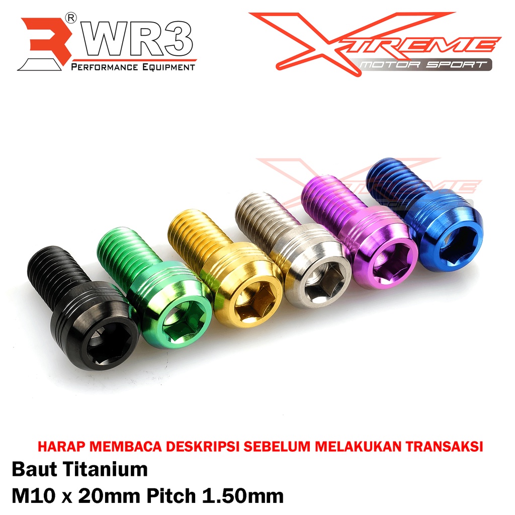 Baut Kaliper Titanium WR3 Untuk Breket Ke Kaliper / Shock / Arm Depan Belakang Uk. M8 Baut 12 Kunci L6 / M10 Baut 14 Kunci L8 Universal