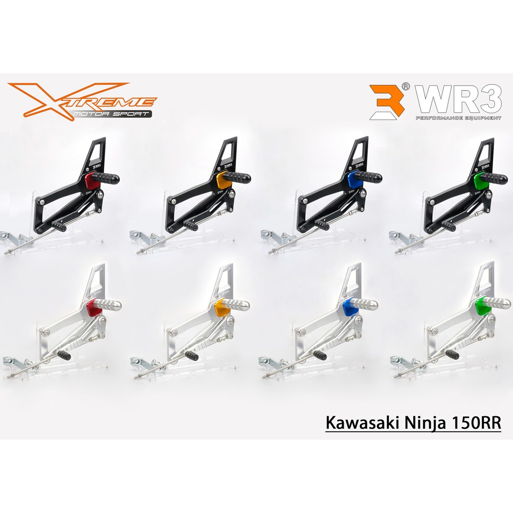 Footstep WR3 V-Series Kawasaki Ninja 150 RR / R / SS 150RR / 150R / 150SS Series Black & Silver
