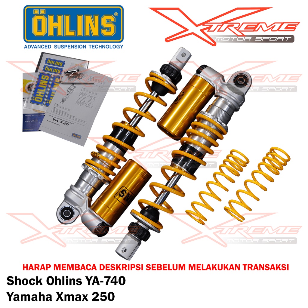 Shock Breaker Ohlins Belakang Original YA 740 Xmax 250 / YA 967 R25 MT25 / KA 713 ER6N Versys 650 / HO 647 Wave 125 RX King Garansi Resmi 3Thn
