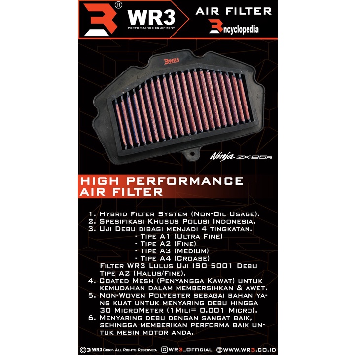 Air Filter Udara Racing WR3 R15 V3 MT15 XSR155 Xmax R25 MT25 / GSX 150