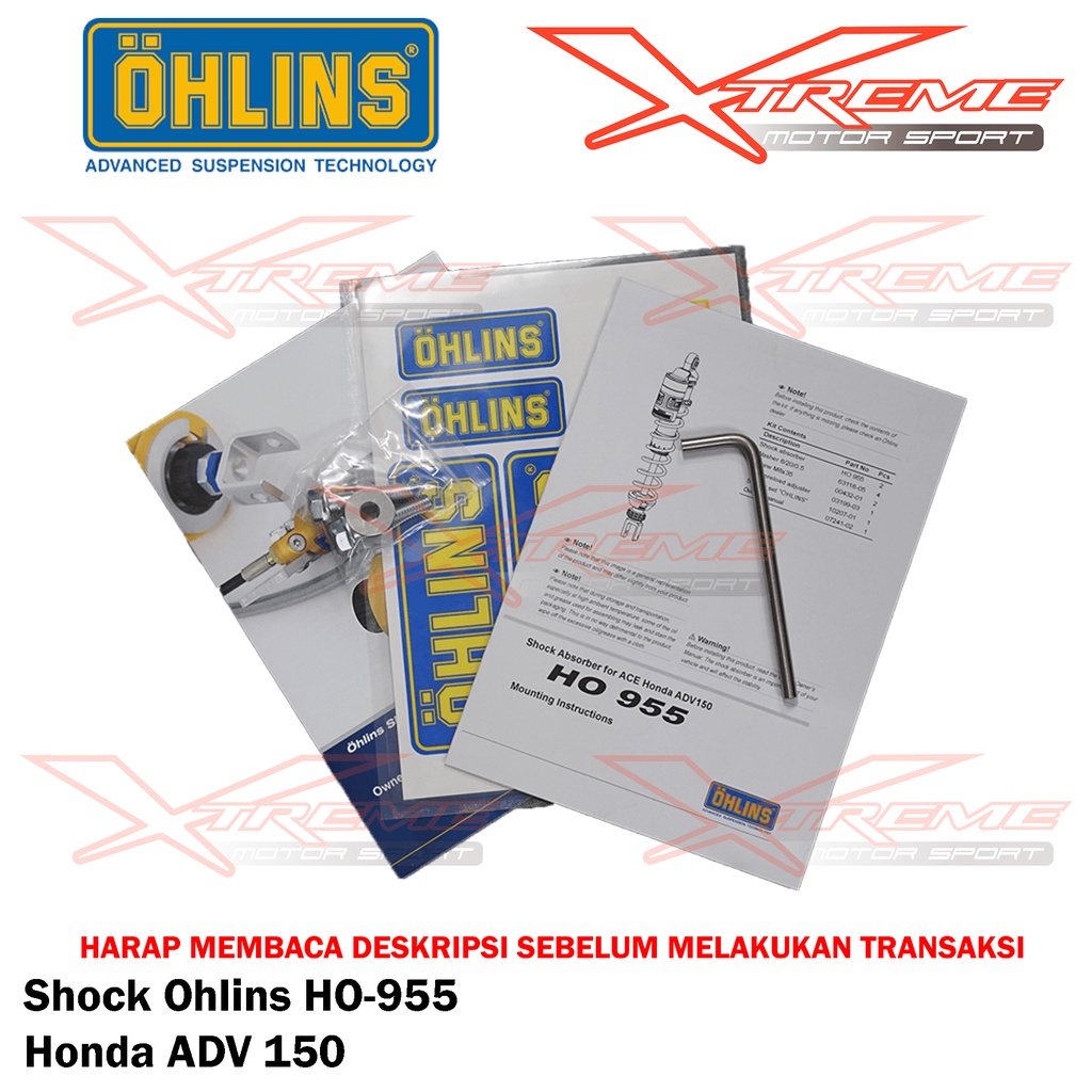 Shock Breaker Ohlins Belakang Original HO 955 ADV 150 / HO 018 Forza 250 / HO 810 PCX 150 Lokal / PCX 160 / YA 020 New Nmax 155 / Turbo / YA 776 Nmax 155 Old Garansi Resmi 3thn