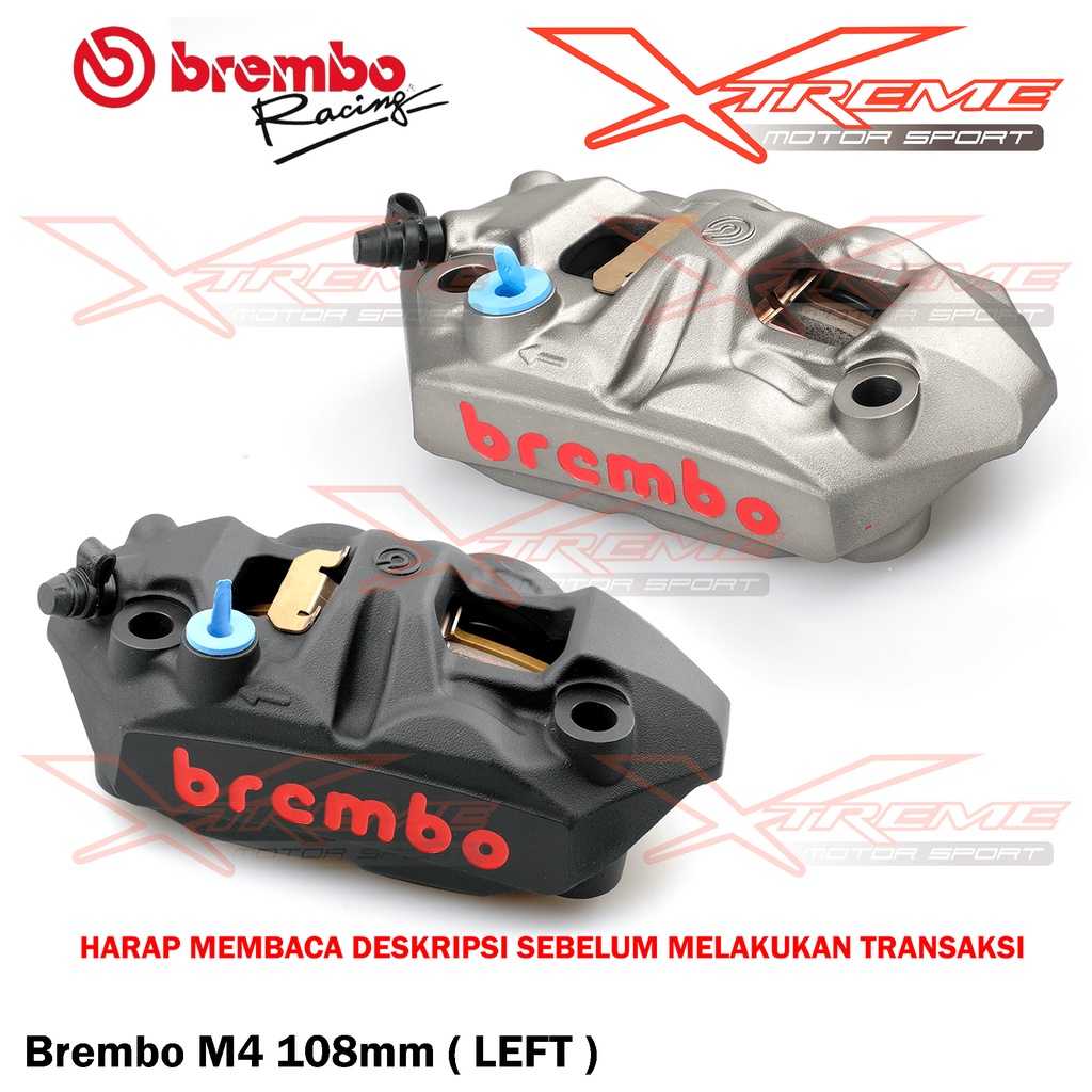 Kaliper Brembo Radial Monoblock M4 108 / 100 mm Sebelah Kiri Only Original Brembo Italy