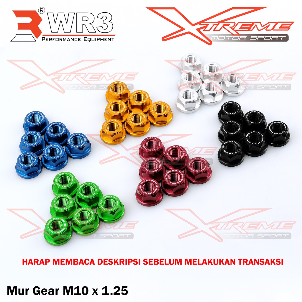 Mur Gear / Sprocket Nuts WR3 M10 10mm Universal R25 ZX25R Ninja CBR