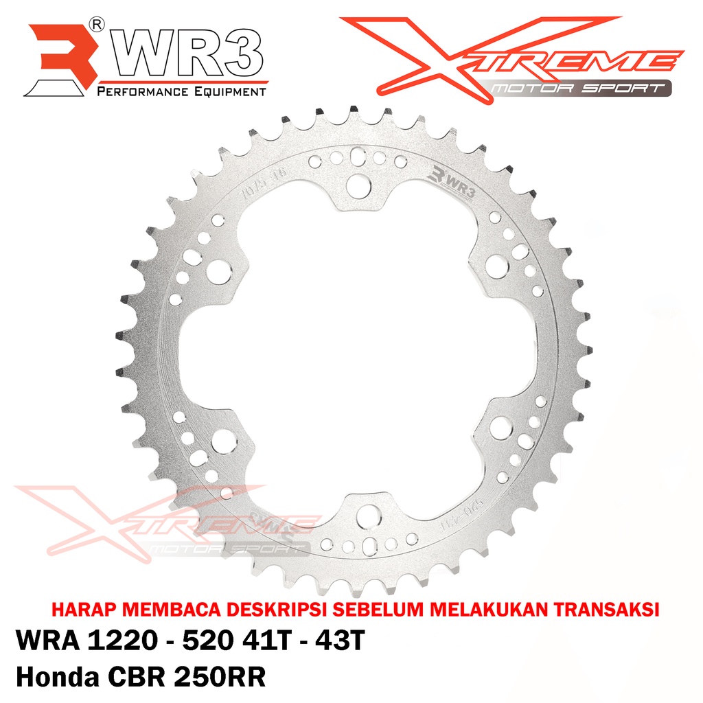 Gear Belakang WR3 WRA 1220 - 520 Uk. 41T-43T CBR 250 RR 250RR