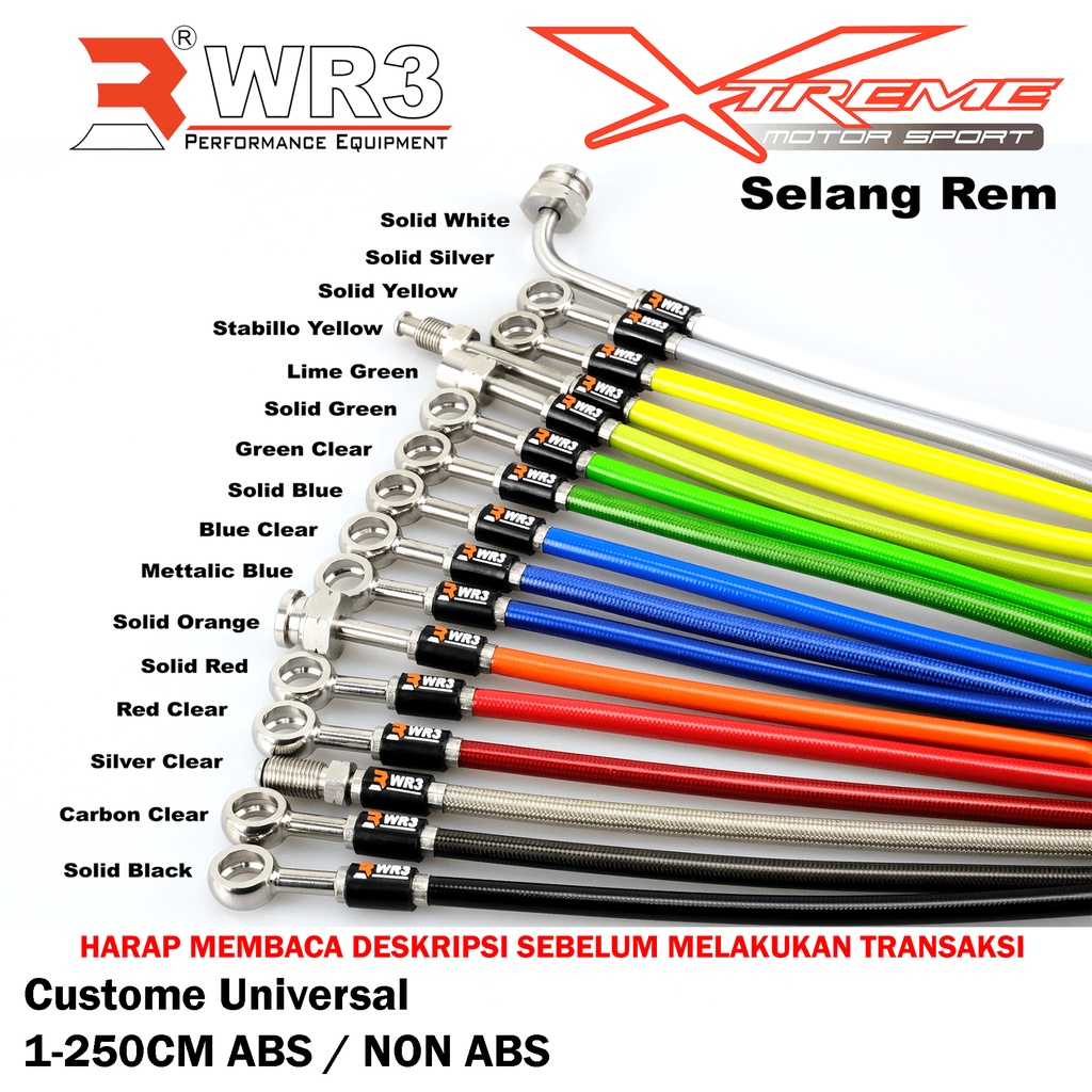 Selang Rem WR3 Custome Satuan 1-250 CM Universal ABS / Non ABS