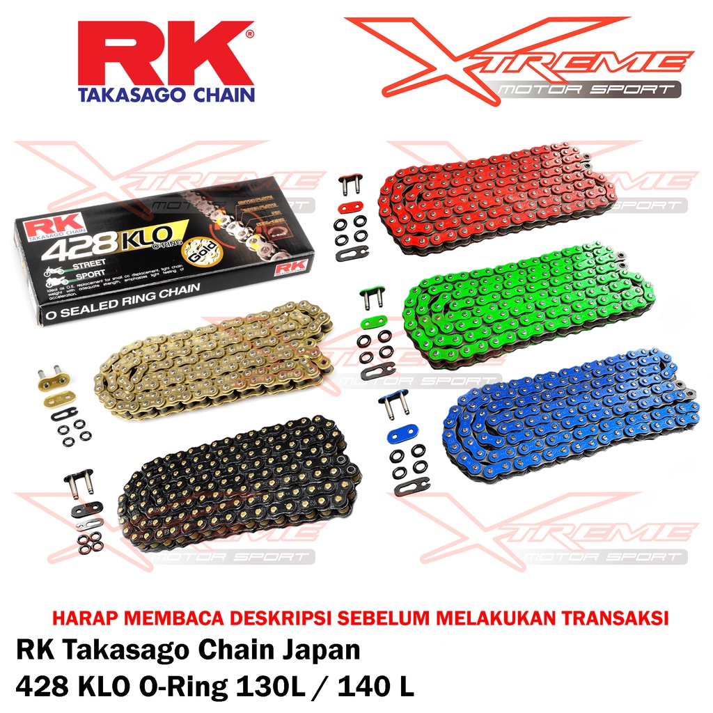 Rantai RK Japan Chain 428 KLO O-Ring 130L Ninja 150 R R15 KLX 150 CRF 150