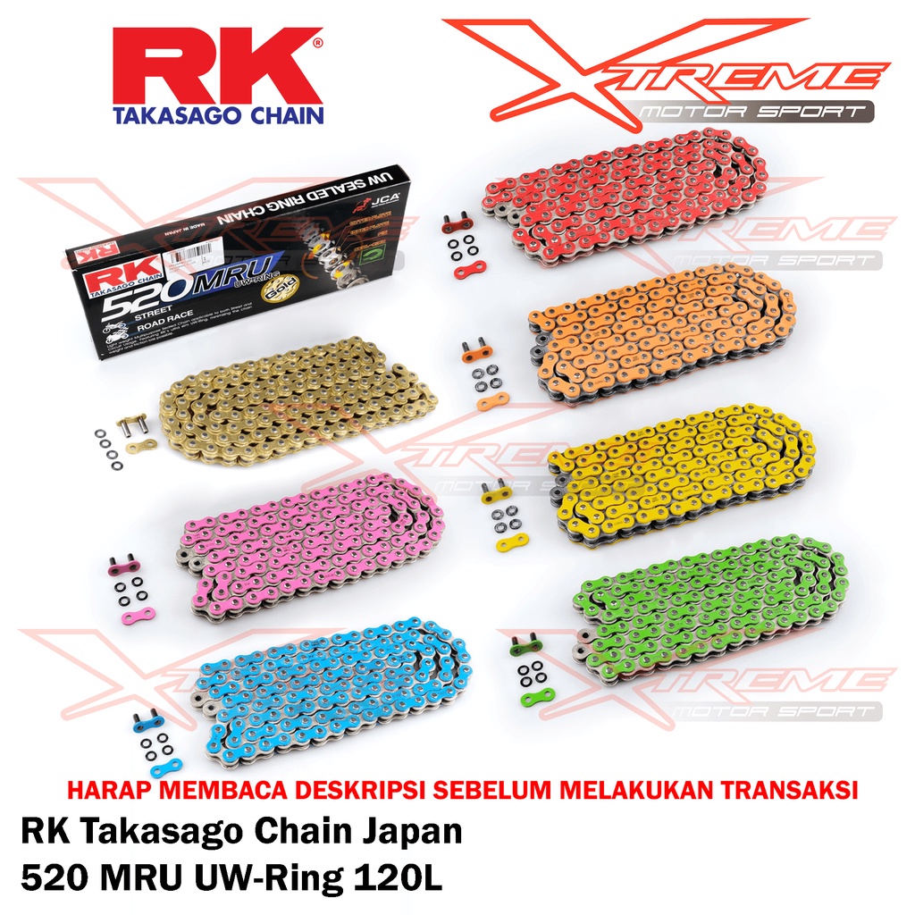 Rantai RK Japan Chain 520 MRU UW-Ring 120L Ninja 250 ER6 Z250 R25 MT25 CBR