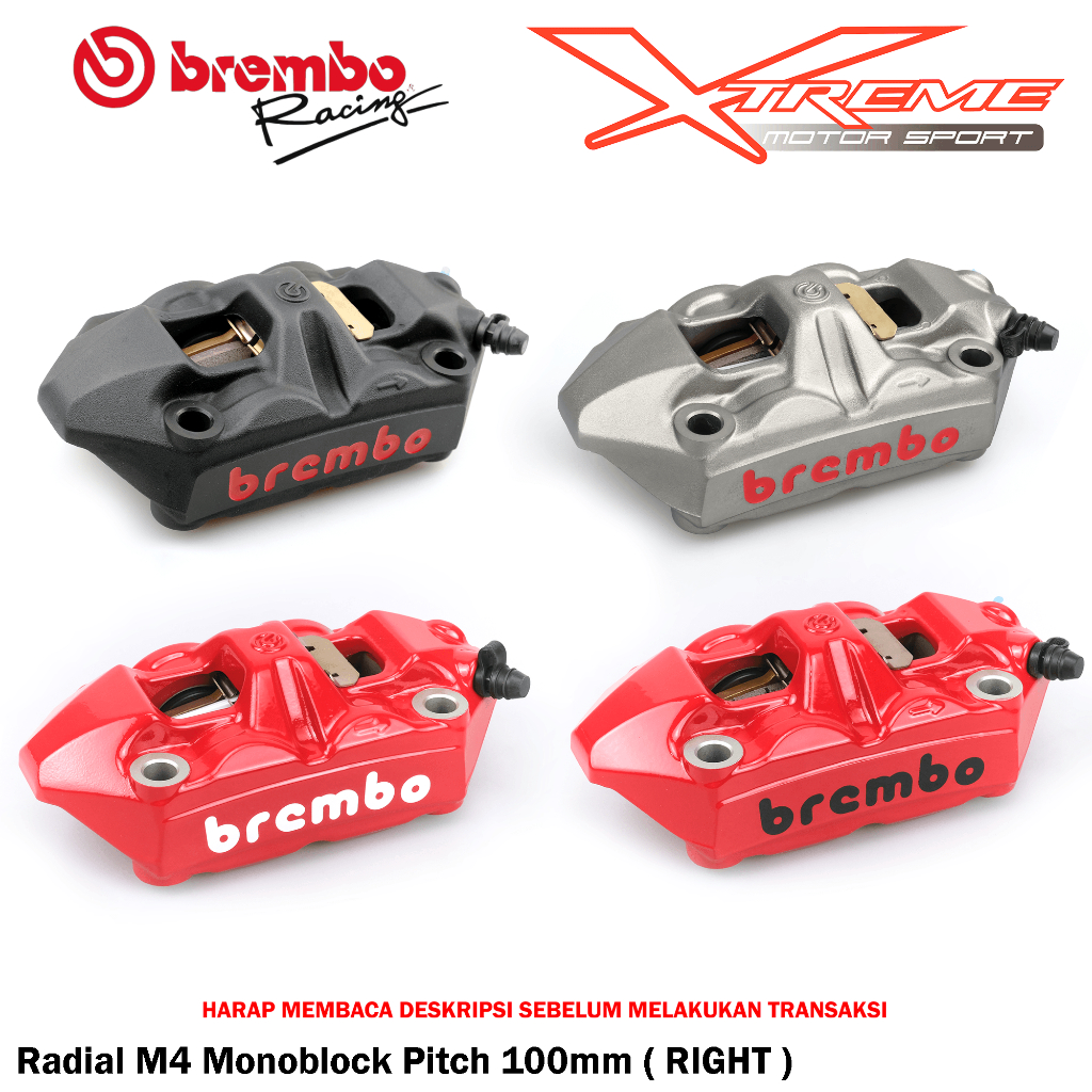 Kaliper Brembo Radial Monoblock M4 108 / 100 mm Sebelah Kanan Only Original Brembo Italy