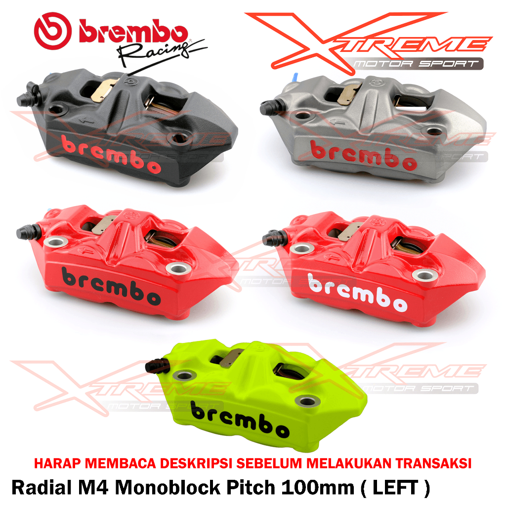 Kaliper Brembo Radial Monoblock M4 108 / 100 mm Sebelah Kiri Only Original Brembo Italy