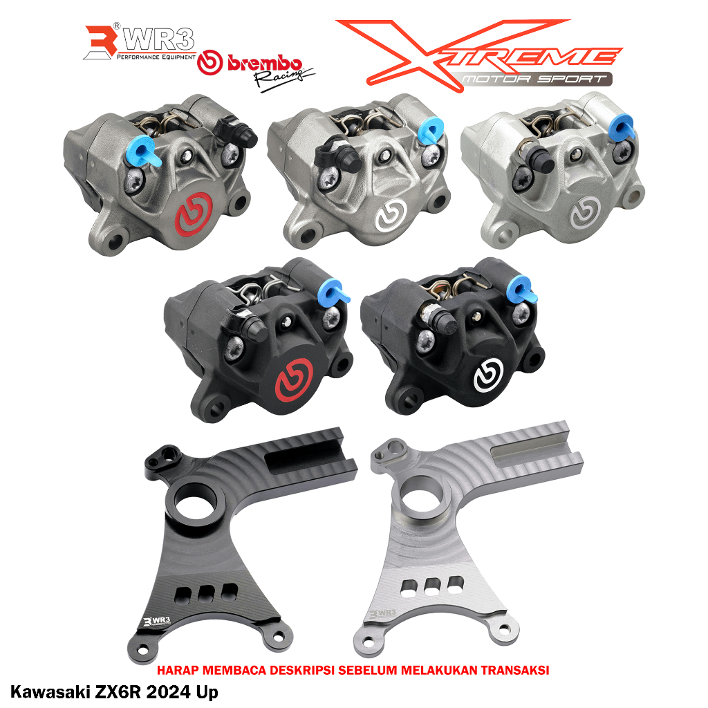 Breket Kaliper WR3 With Br3mbo 2P Untuk Motor ZX10R ZX10 R ZX 10R / ZX6R ZX636 ZX 6R 636