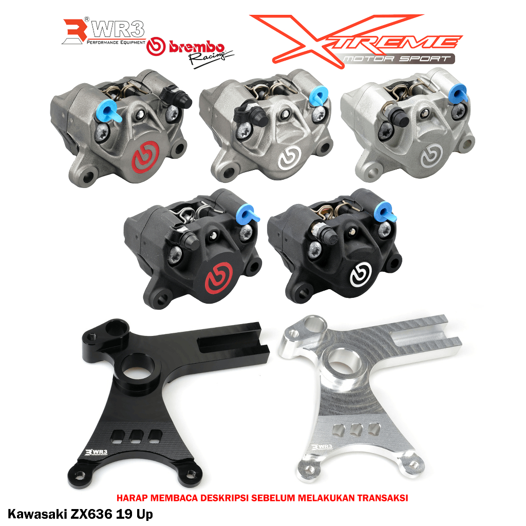 Breket Kaliper WR3 With Br3mbo 2P Untuk Motor ZX10R ZX10 R ZX 10R / ZX6R ZX636 ZX 6R 636