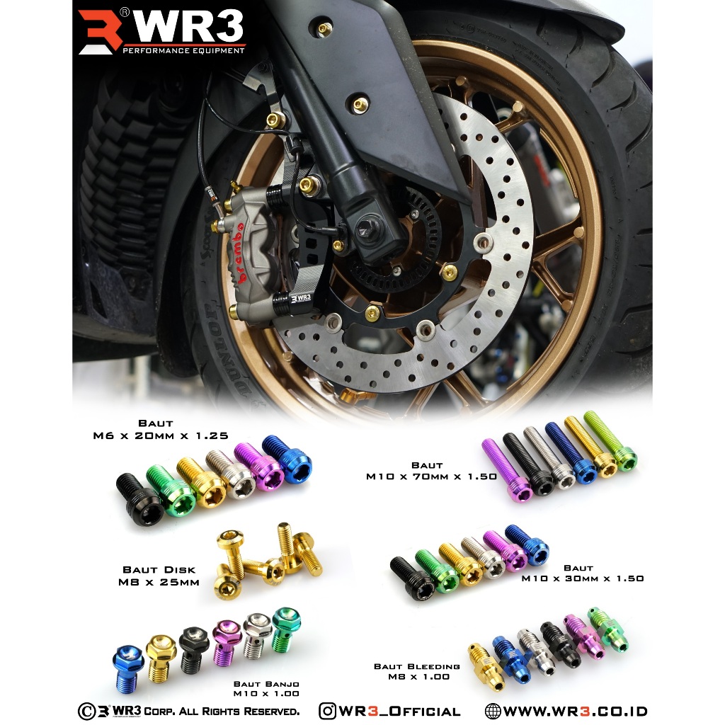Baut L Kaliper Titanium WR3 M10 Baut 14 Kunci L8 For Brembo Monoblock Radial Universal