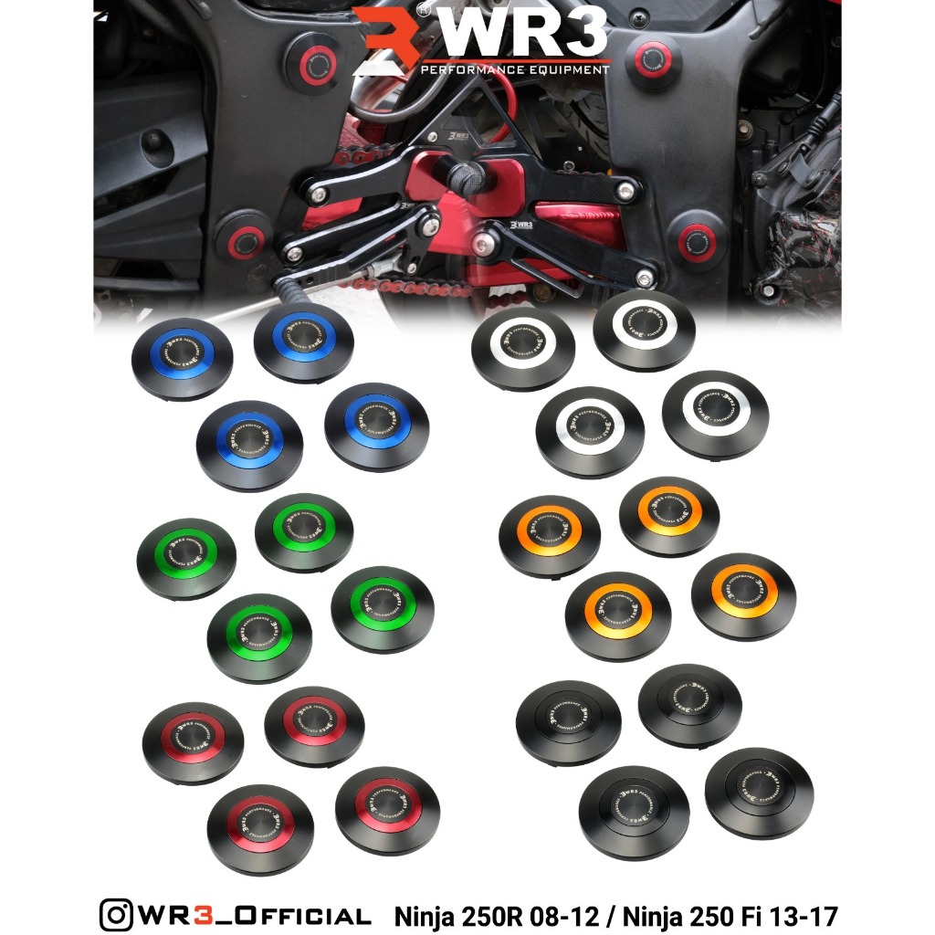 Cover Tutup Rangka Frame Plug WR3 ZX25R / Ninja 250R / 250 FI OLD / NEW 18 Up / KLE 500 / Z250 / Ninja 150RR / ZX6R / ZX636