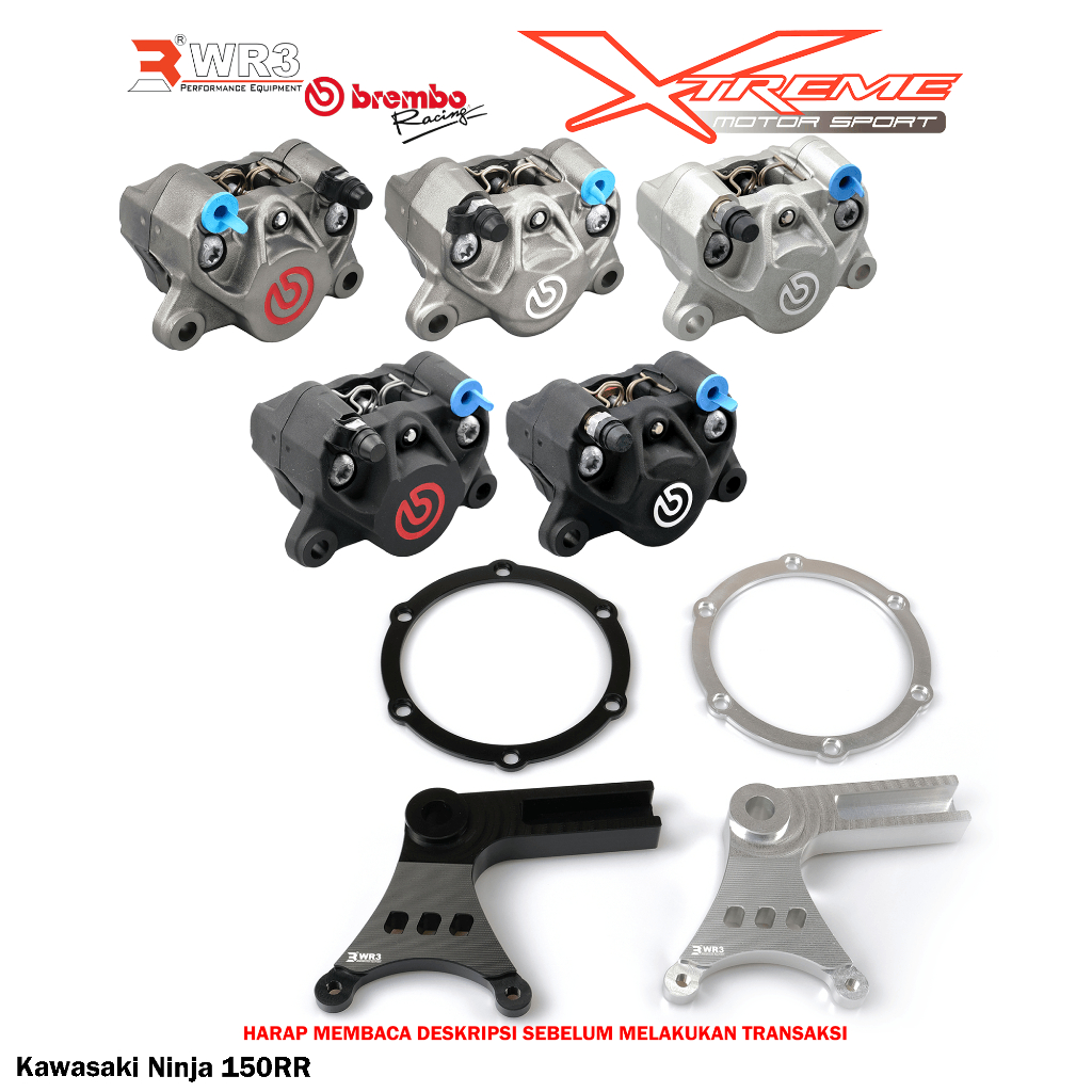 Breket Kaliper WR3 With Br3mbo 2P Untuk Ninja 250 Fi / 150 RR R SS / 150RR 150R 150SS / Z250 / ZX25R