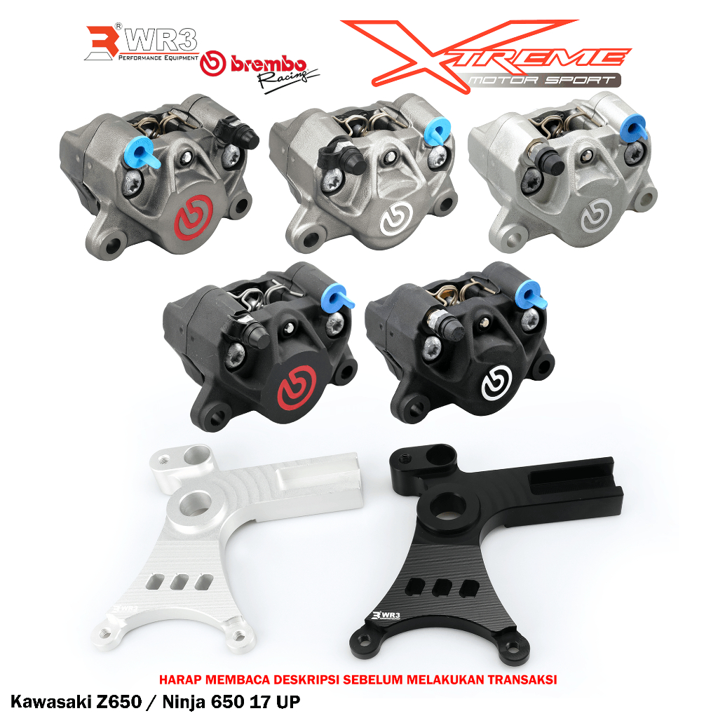 Breket Kaliper WR3 With Br3mbo 2P Z1000 / Z650 / Ninja / Versys / Vulcan 650 / TMAX