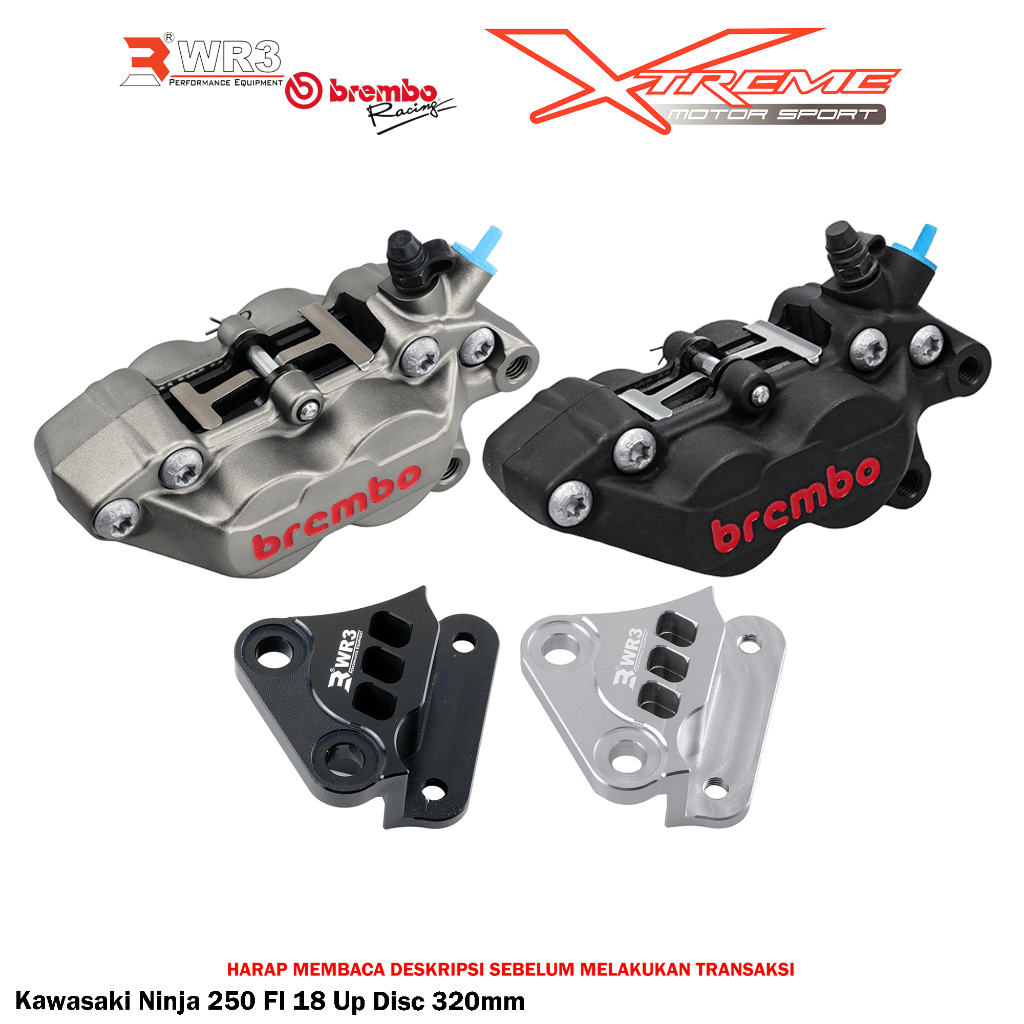 Breket Kaliper WR3 With Br3mbo 4P Ninja 250 FI / SL / 150 RR / R / SS / Z250 / Z125 / Vulcan 650 / Vstrom V-Strom 250 SX
