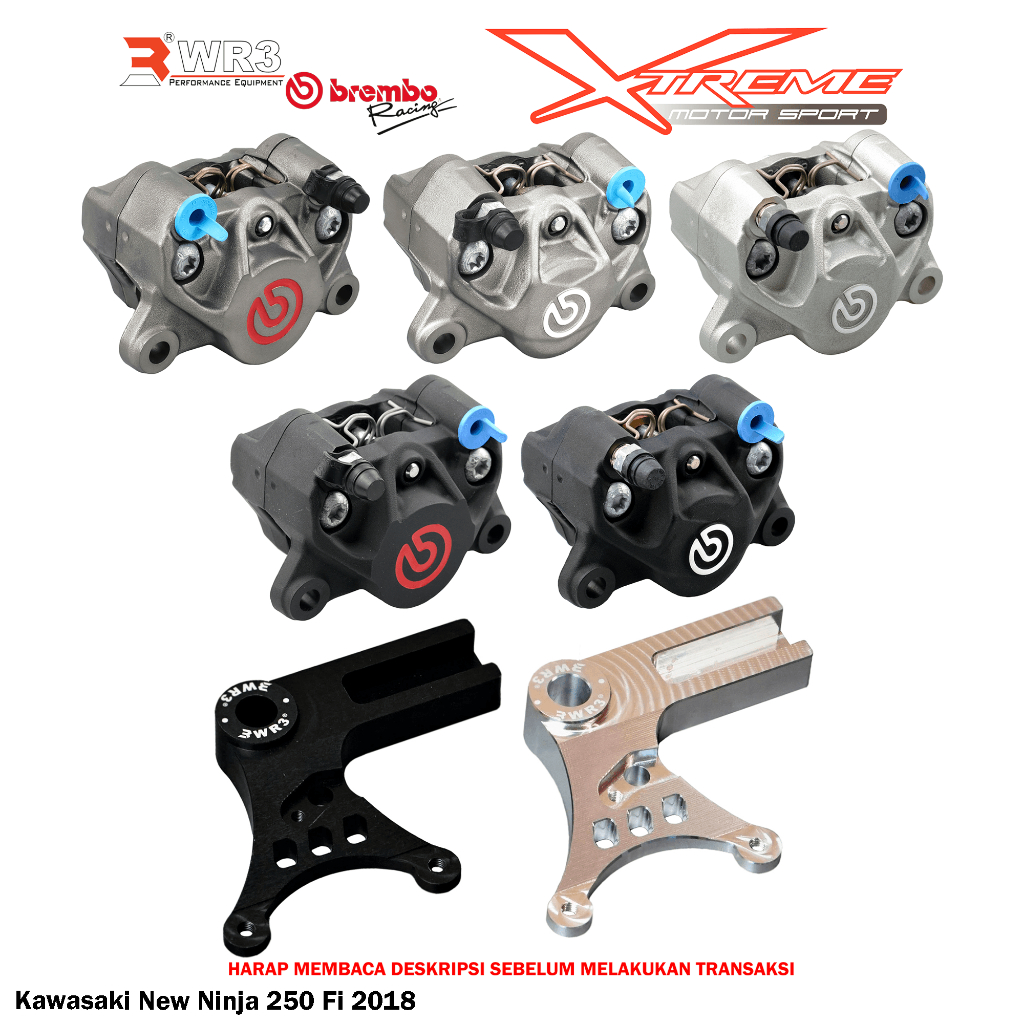 Breket Kaliper WR3 With Br3mbo 2P Untuk Ninja 250 Fi / 150 RR R SS / 150RR 150R 150SS / Z250 / ZX25R