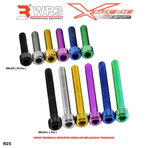Image of Paketan Baut Blok Mesin Titanium WR3 ZX25R Ninja 250 FI H2 / Z900 / 150RR / ZX636 / CBR 250 RR / 1000 / CB 650 Neo / R25 MT25 R6