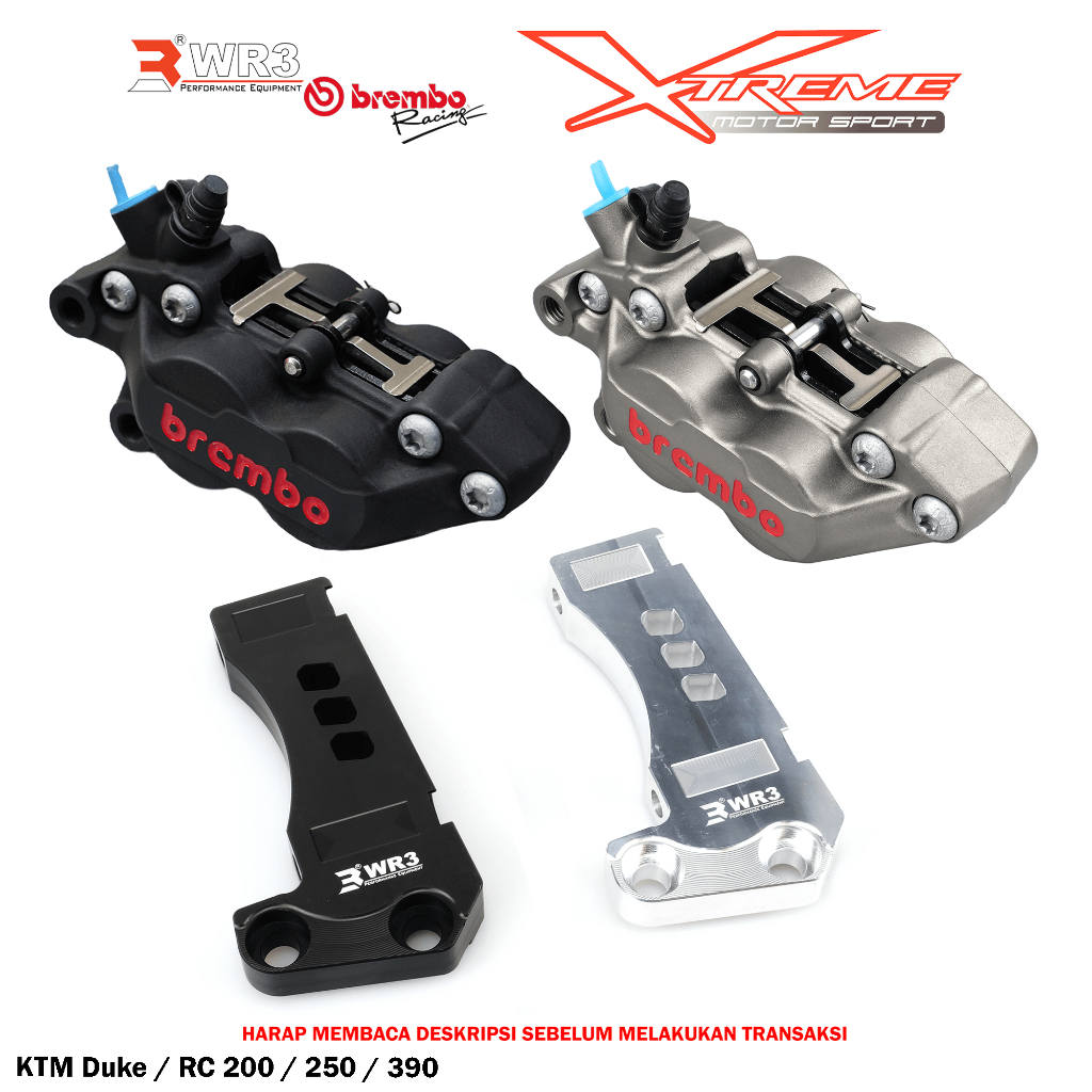 Breket Kaliper WR3 With Br3mbo 4P Forza 250 / KTM Duke / RC 200 / 250 / 390 / Rebel 300 / 500