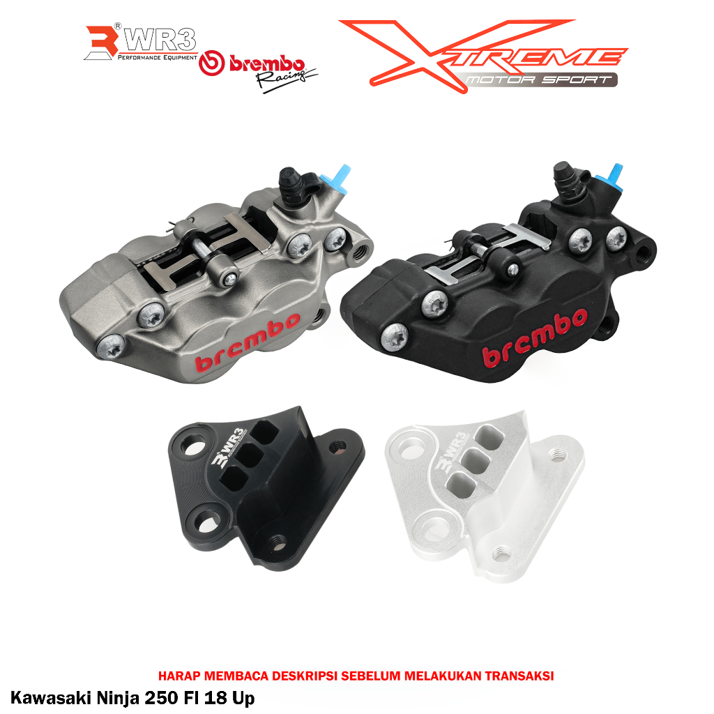 Breket Kaliper WR3 With Br3mbo 4P Ninja 250 FI / SL / 150 RR / R / SS / Z250 / Z125 / Vulcan 650 / Vstrom V-Strom 250 SX