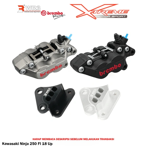 Image of Breket Kaliper WR3 With Br3mbo 4P Ninja 250 FI / SL / 150 RR / R / SS / Z250 / Z125 / Vulcan 650 / Vstrom V-Strom 250 SX